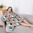 thumbnail image 5 of Oversized Wearable Blanket Hoodie,Orange Green White Checkerboard Checkered Pattern Sherpa Blanket Hoodie with Super Pockets,Super Warm Fuzzy Pullover for Women & Men, 5 of 6