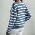thumbnail image 4 of Odeerbi Striped Knit Cardigan Sweaters For Women Loose Winter Sweater 2024 Fashion Border Single Breasted Sweater Blue, 4 of 5