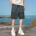 thumbnail image 2 of FYEGRE Mens Graphic Print Shorts Workout Cargo Athletic Casual Cool Basketball Drawstring Shorts Men's Board Shorts Casual Elastic Waist Summer Beach Texture Pock 7 Inch Dark Green XXXXL, 2 of 5