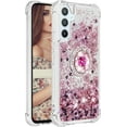 thumbnail image 3 of Glitter Clear Sparkly Bling Case for Samsung Galaxy A54 5G for Women Girls, Flowing Liquid Quicksand Cover with Diamond Ring Holder Case for Samsung Galaxy A54 5G  Rose Gold, 3 of 14