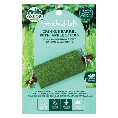 UPC: 0744845963105 | Oxbow Enriched Life Crinkle Barrel With Apple Sticks for Small Animals