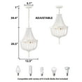 thumbnail image 5 of Wood Bead Chandelier 3-Light Wood Bead Light Boho Pendant Light White, 5 of 5