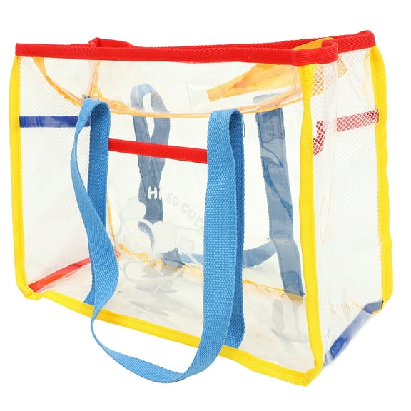 OUNONA  Handbag Foldable Beach Cute The Tote Clear Miss Vacation Blue