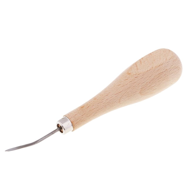 1 Piece Wood Handle Steel Diamond Awl Blade Stitching Sewing Awl for Sewing
