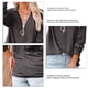 thumbnail image 4 of Blusa Manga larga Cuello en V Hilo con cremallera Color puro Camiseta casual de moda para mujer, 4 of 5