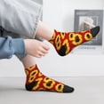 thumbnail image 5 of Goofa Sunflowers On Red Pattern Non Slip Socks with Grips for Elderly, Crew Socks Yoga Hospital Socks Cushioned Sole Gripper Socks for Men Women, 5 of 5