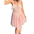 thumbnail image 2 of Qiylii Women Sling Dress, Spaghetti Strap Lacing Lace Patchwork Irregular Summer Midi Dress, 2 of 7