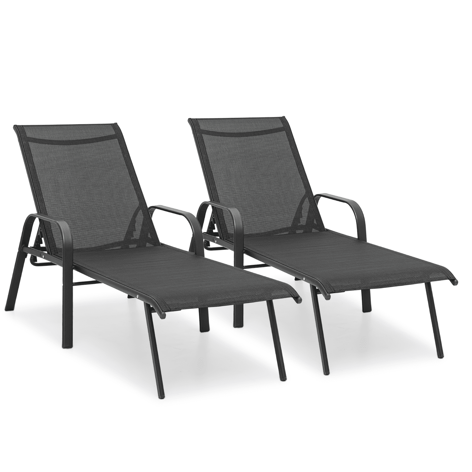 Magshion 2 Piece Outdoor Patio Lounge Chairs with Adjustable Backrest