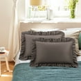 thumbnail image 1 of PiccoCasa 2 Pcs 100% Cotton Ruffled Pillowcases Soft with Envelope Beaver Standard, 1 of 7