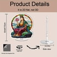 thumbnail image 2 of Rotatable acrylic ornament depicting Water Moon Guanyin in a serene pose with a lotus flower vibrant stained glass design ultra HD quality, 2 of 8