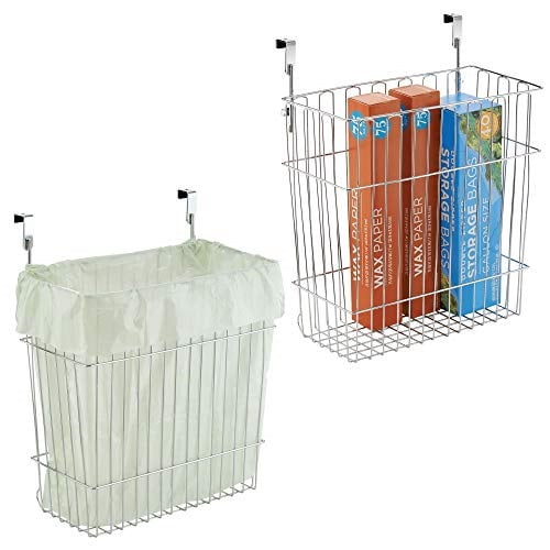 mDesign Metal Wire Hanging Over Door Kitchen Storage Organizer Basket