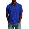 thumbnail image 5 of Fabrcox Men's Short Sleeve Polo Shirts Quarter Zip Collared Shirts Regular Fit Solid Color Athletic Casual Work Golf Shirts for Men with Pockets Blue M, 5 of 5