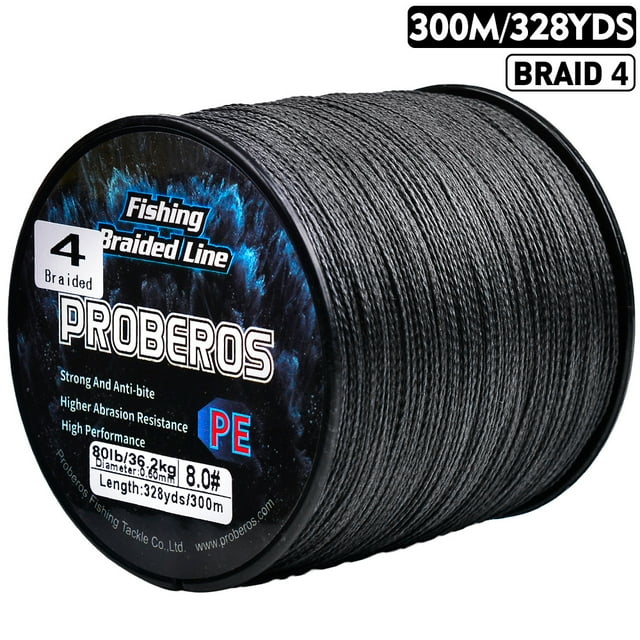 PROBEROS New 300M PE Braided Fishing Line Multicolor Multifilament Super Strong Fishing Line 6LB-80LB Applicable to Main Line Black 0.10mm-6lb