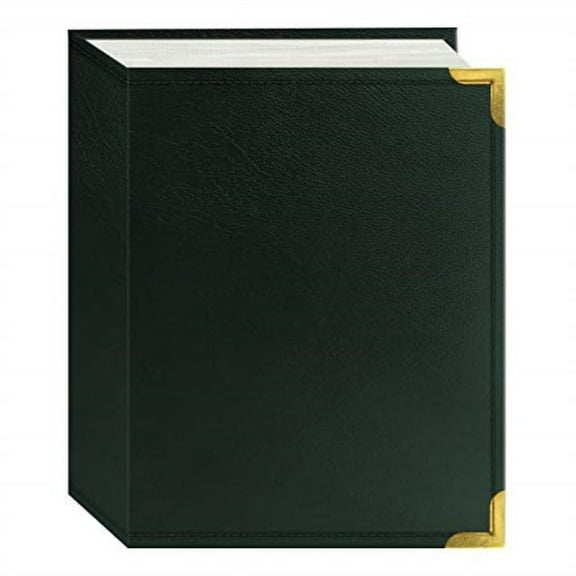 Pioneer Photo Albums 100 Pocket Green Sewn Leatherette Cover with Brass Corner Accents Photo Album, 4 by 6-Inch