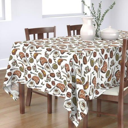 

Cotton Sateen Tablecloth 70 Square - Cookout Food Grilling Lake Fishing Chef Camping Bbq French Fries Print Custom Table Linens by Spoonflower