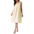 thumbnail image 1 of INSPIRAR CHIC Vestido de pijama sin mangas para mujeres, camisón suave, ropa de dormir Miidi, camisones amarillos XS, 1 of 6