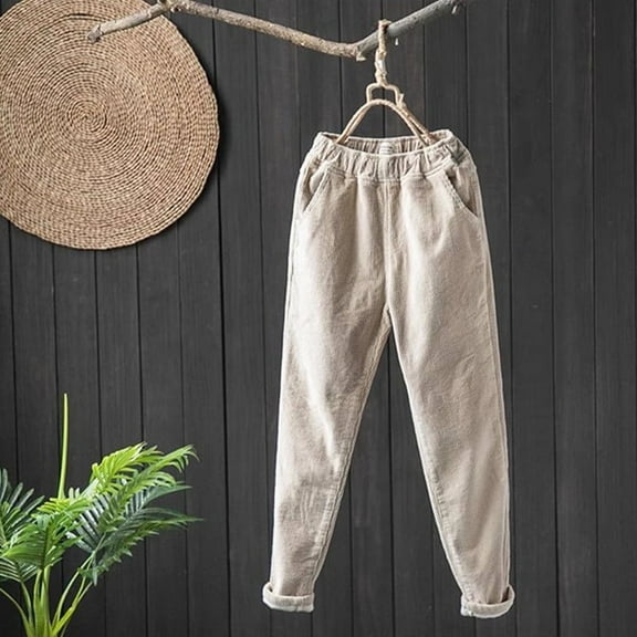 Women's Fleece-lined Thick Corduroy Retro Simple Warm Pants 1773656642684331