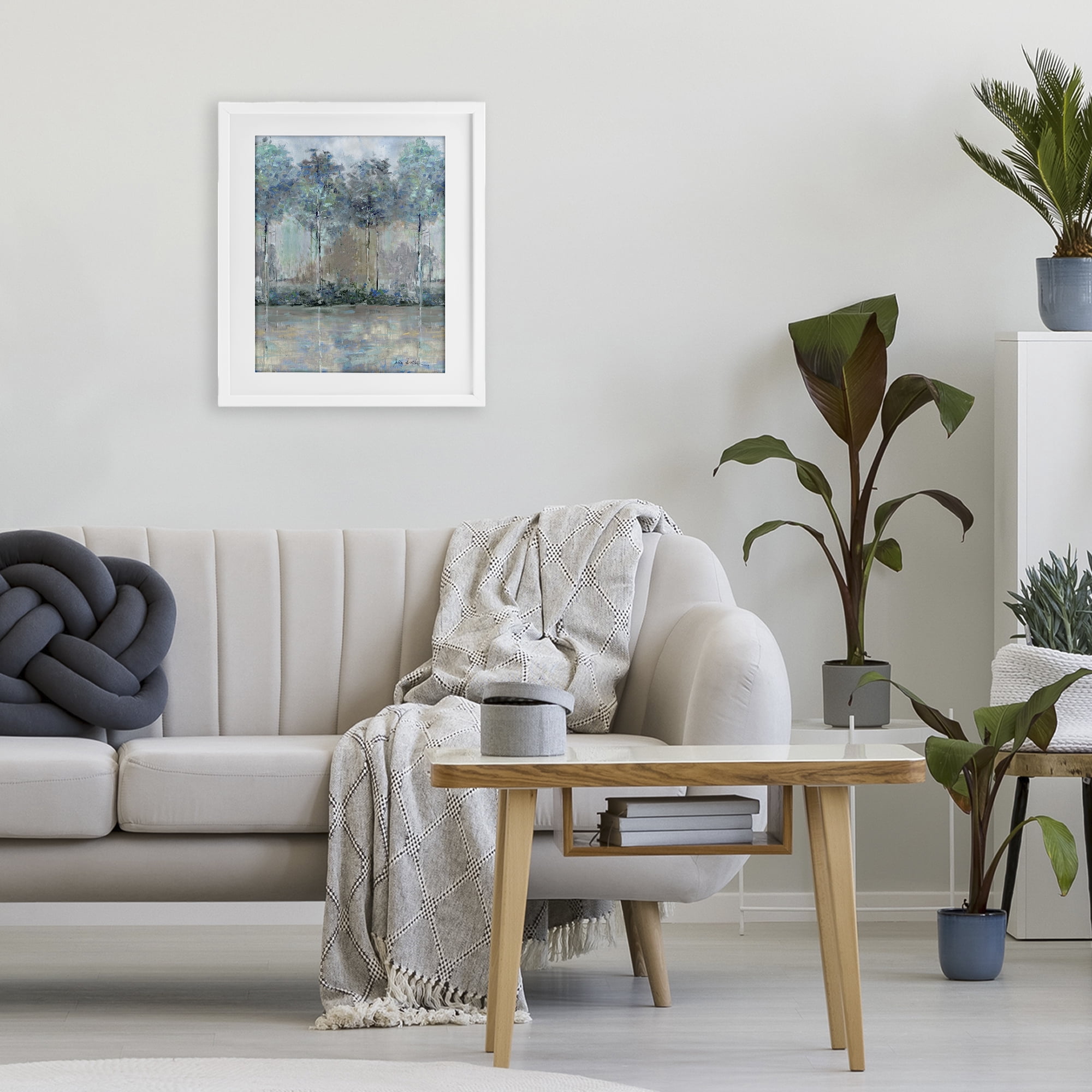 Stupell Industries Subdued Impression of Trees White Framed Print Under Glass, design by Sally Swatland