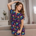 thumbnail image 3 of Picia mushroom rainbow color Skull Pattern Women’s Nightdress – Casual Short-sleeved Loose-Fit Sleepwear, Soft Cotton Short-Sleeve Sleep Shirt for Relaxation & Comfort, 3 of 6