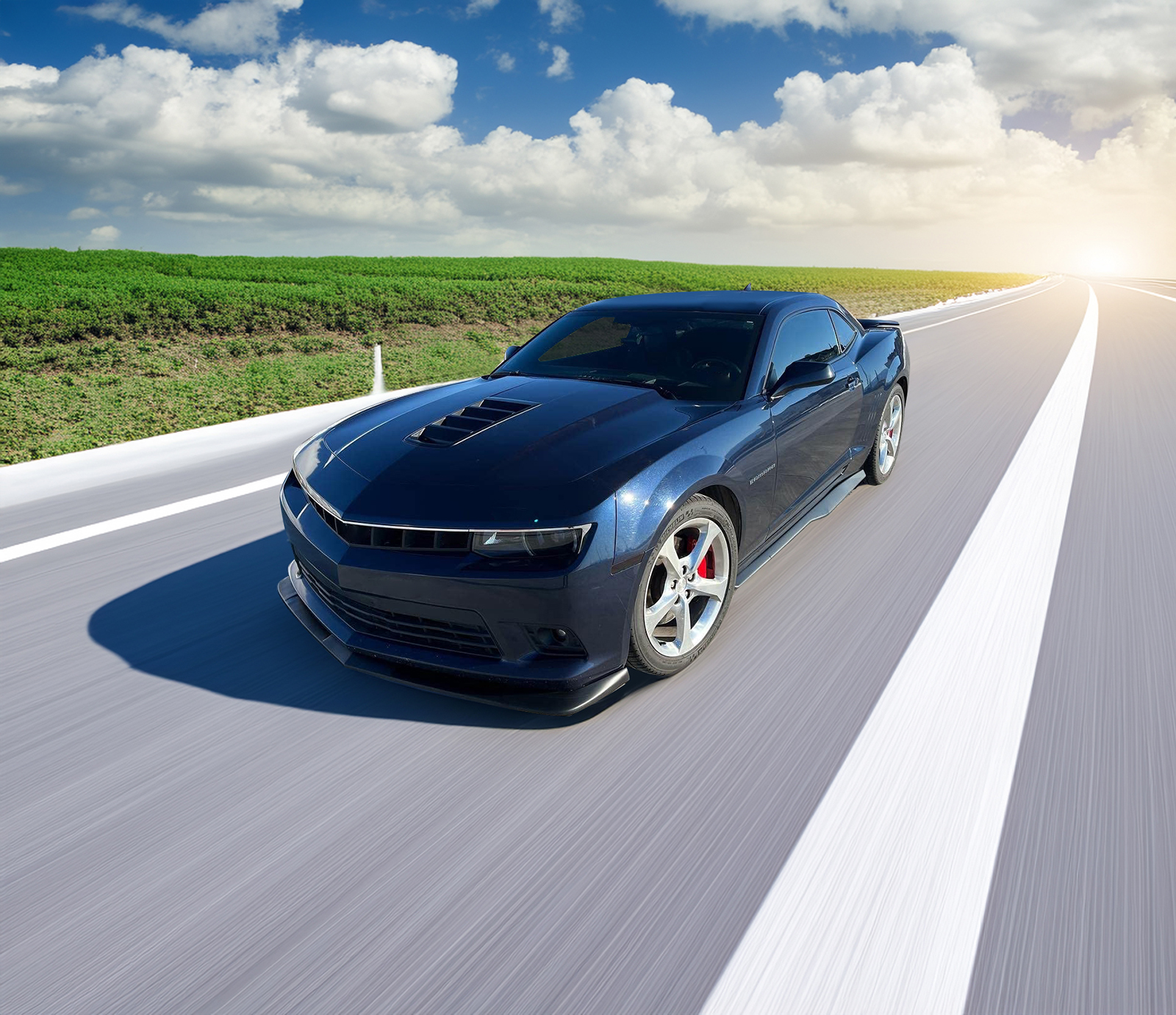 Ikon Motorsports Compatible with 14-15 Chevy Camaro SS 1LE Style Splitter Front Bumper Lip PU
