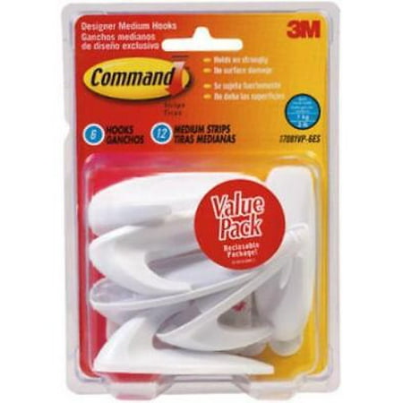 2PK Command 18 Count Medium Designer Hook & Adhesive Strip Value Pack