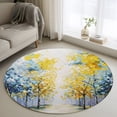 Birch Trees Path Round Living Room Rugs 4 ft, Nature Leaves Forest ...
