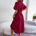 thumbnail image 6 of Finelylove Cami Dress For Women Elegant Dress For Women A-line Long Short Sleeve Solid Wine L, 6 of 7