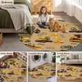 thumbnail image 6 of Construction Truck 8' Round Area Rug, Cartoon Grips and Bulldozers Turmeric Washable Non-Slip Large Circle Rugs for Living Room Bedroom, Soft Low Pile Rug Carpet for Dining Room Kitchen Farmhouse, 6 of 9