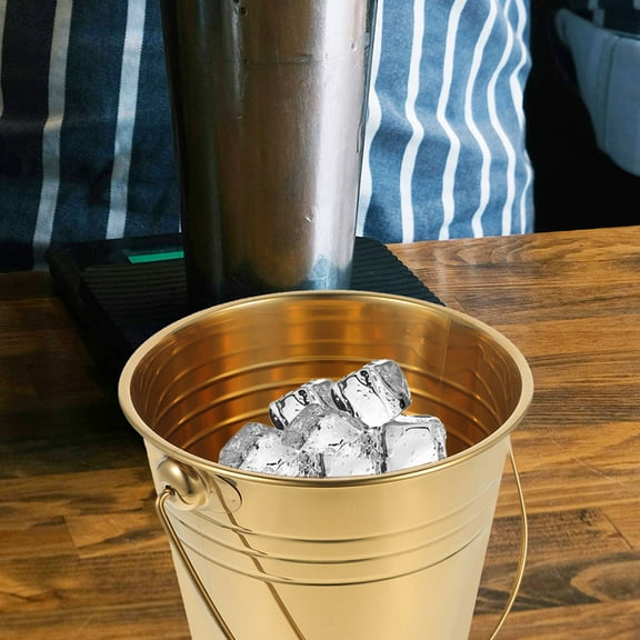FOMIYES Golden Stainless Steel Thicken Ice Storage Bucket for Beer Wine Juice Bar Party Use 10 Quart