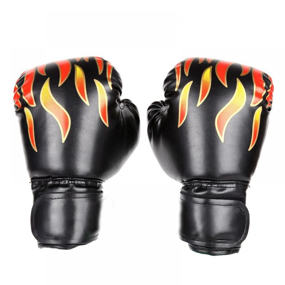 Details about   Children Kids Boxing Gloves PU Fire Flame Printed Fight Match Hand Protector 