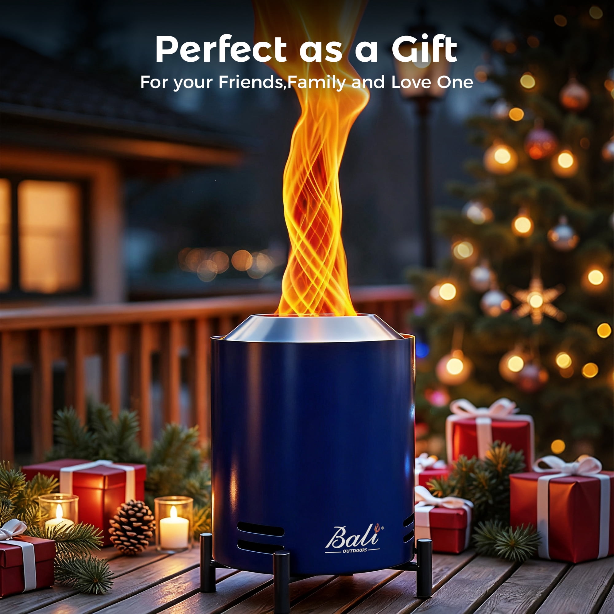 BALI OUTDOORS Portable Smokeless Fire Pit Round, Outdoor Tabletop Firepit, 8.6 * 6.5 inch, Blue