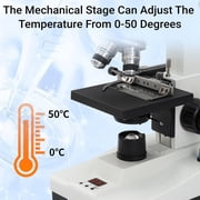FOUR Es Scientific Compound Monocular Microscope, Constant Temperature Mechanical Stage, 40X-2500X Magnification, 7 LCD Screen, Aluminum Carry Box