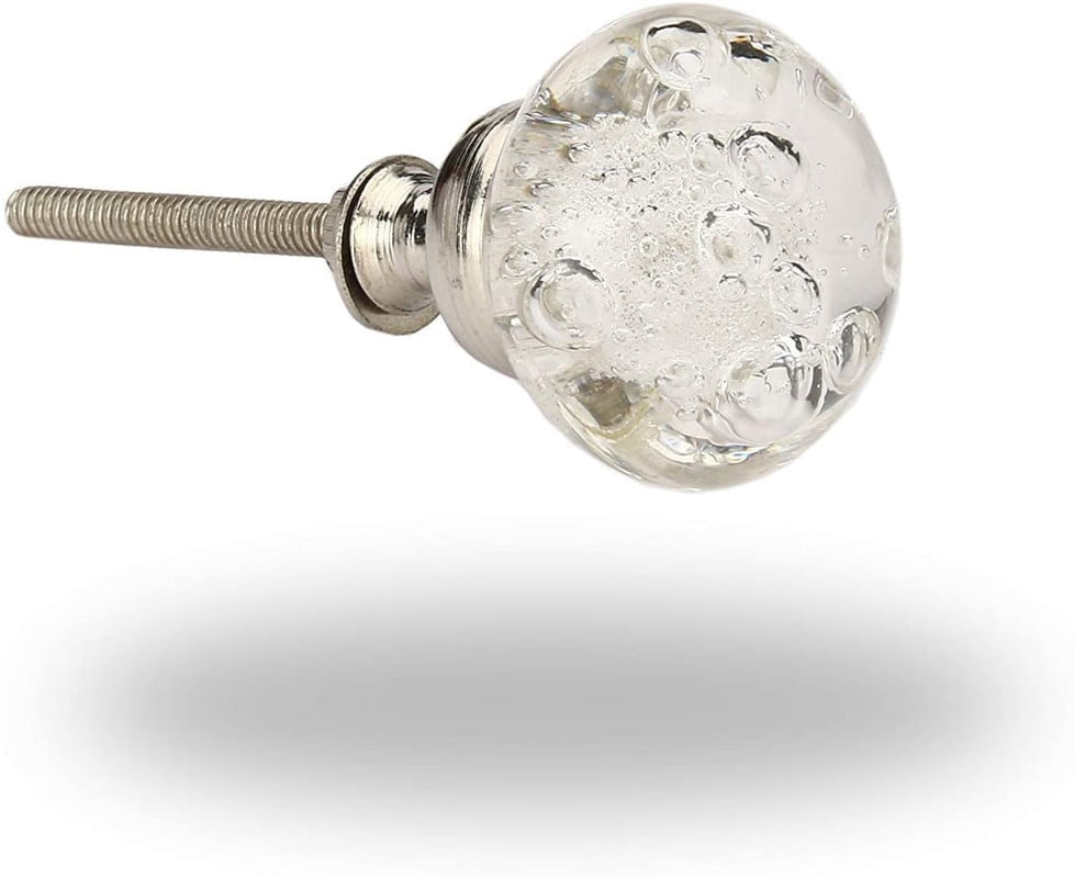Perilla Home Set of 6 Crystal Knobs Decorative Glass Knobs for Home Kitchen Cabinet Vintage Hardware Cupboard Door Dresser Wardrobe Drawer Pulls (Clear)