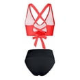 thumbnail image 5 of Antinious Women Period Solid V-Neck Rear Short Bottom Built In Cup Wireless Balanced Stylish 2 Piece Bikinis Set, 5 of 5