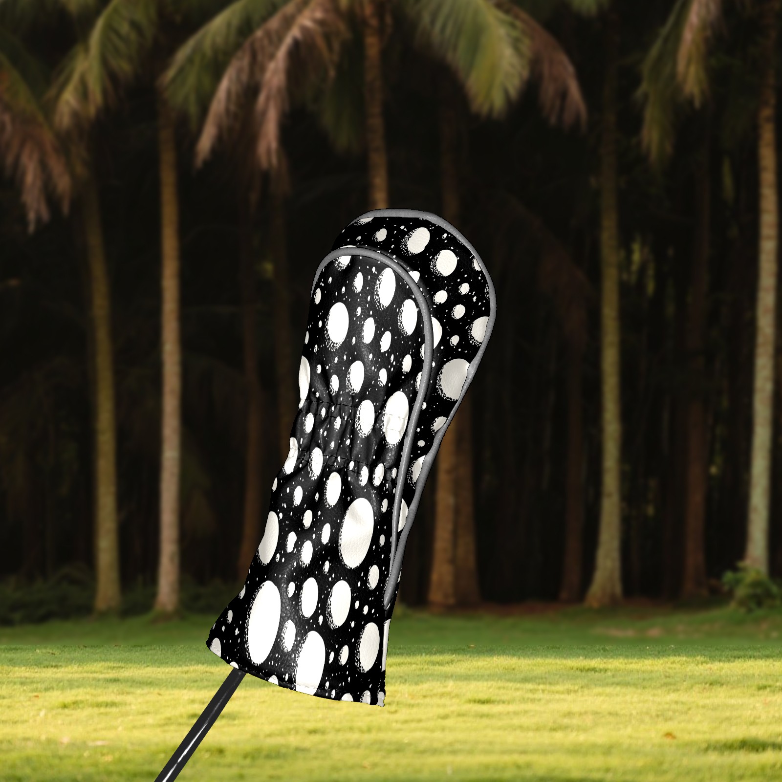 Golf Club Covers, Black Dot Premium PU Leather Driver Hybrid Putter Head Covers with Velvet Lining, Waterproof Golf Gifts for Men Women