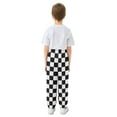 thumbnail image 3 of joogoo White and Black Checkered Grid Art Pattern Boys' Sweatpants Jogger Pants 5-6Y, 3 of 8