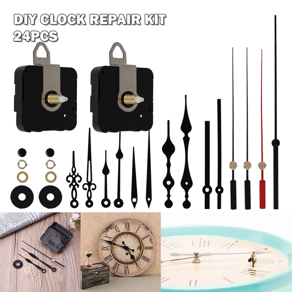 4Pcs Black Wall Clock Quartz Spindle Movement Mechanism Replacement Parts Kit 