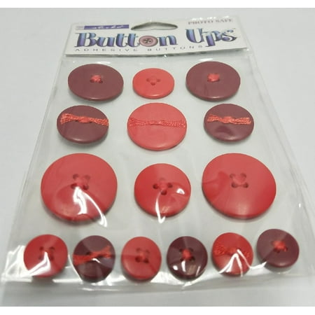 Button Ups Adhesive Button Embellishments RED For Scrapbooking, Card Making