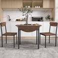 thumbnail image 2 of 3-Piece Dining Table Set,Modern Round Dining Table with Drop Leaf and 2 Chairs,Wood Kitchen Dining Table Set ,Coffee Tables Set for Dining Room Office Restaurant Bar,Golden+Rustic Brown+Black, 2 of 8