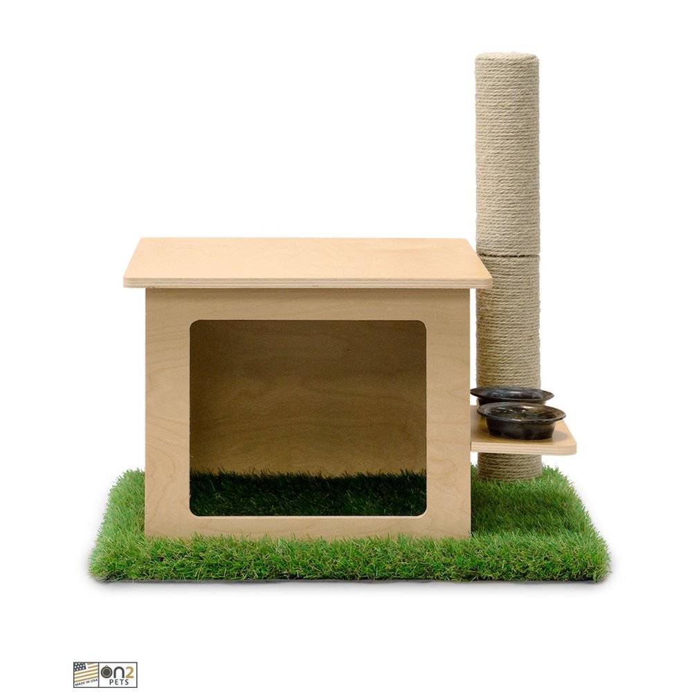 On2Pets Modern Cat House with Scratching Post