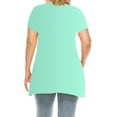 thumbnail image 3 of Women's Plus Size Casual Solid Short Sleeve Round Neck Tunic Tops with Side Pockets, 3 of 6