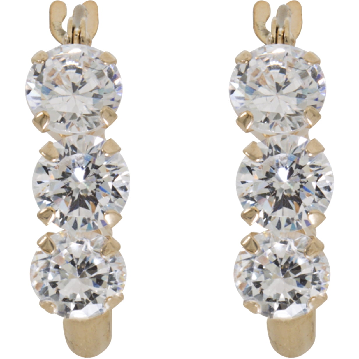 Brilliance Fine Jewelry 10kt Yellow Gold Triple Cubic Zirconia Hoop