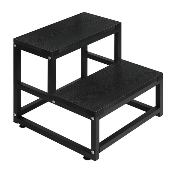 Taburete LIANTRAL, 2 peldaños, acero, madera, 38 x 38 x 36 cm, 225 kg
