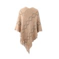 thumbnail image 4 of Odeerbi Shawl Wraps for Women 2024 Fall Winter Poncho Open Front Cape Cardigan Trendy Hollow Out Stripe Tassel Cloak Tops Khaki, 4 of 4