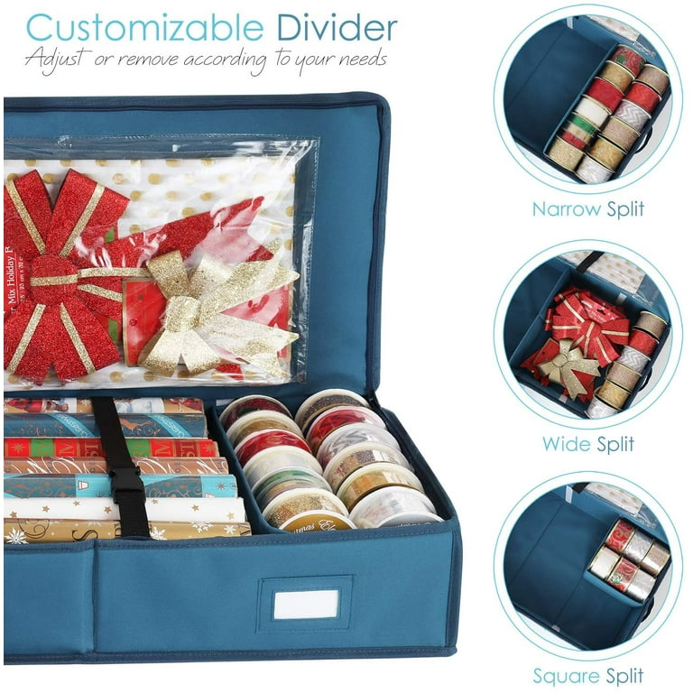 Hearth & Harbor Christmas Wrapping Paper & Holiday Accessories Storage  Organizer Box Heavy Duty