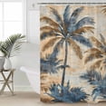 thumbnail image 2 of 60x72 Inch Shower Curtains for Bathroom Navy Blue Brown Fabric Bath Curtain Decor Tropical Botanical Palm Leaves Retro Waterproof Restroom Curtains Shower Set Accessories with 12 Hooks 60 Inch, 2 of 6