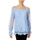 thumbnail image 1 of Blusa de malla de croché Marled para mujer azul grande, 1 of 1
