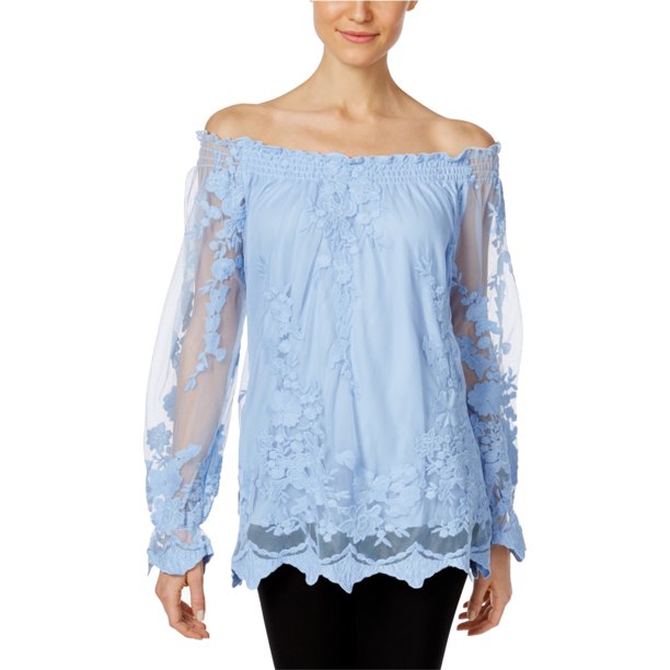 Blusa de malla de croché Marled para mujer azul grande