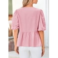 thumbnail image 2 of Blusa PRETTYGARDEN para mujer con lazo en la parte delantera a rayas rojas, talla L, 2 of 9