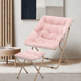 thumbnail image 4 of Cozy Chair Square Folding Faux Fur Saucer Chair for Bedroom Living Room Dorm Foldable Metal Frame Oversized Large Comfy Furry Padded Soft Cozy Moon Chair with Footrest Ottoman for Adults (Pink), 4 of 6